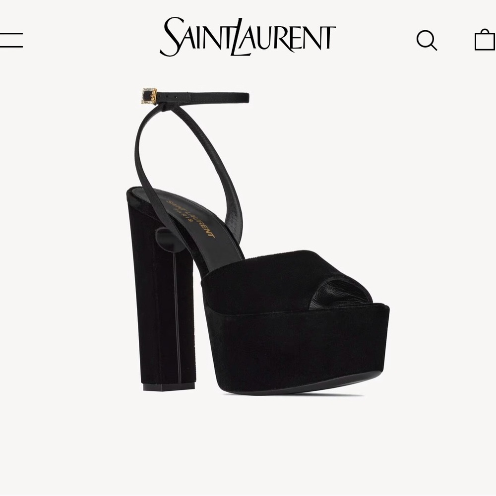 Saint Laurent Black Platform Sandals with Chunky Heel and Ankle Strap